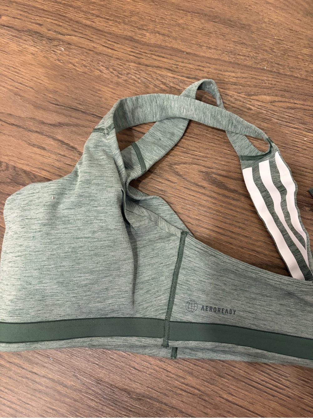 ADIDAS Sage Green Heathered Sports Bra and High-Waist Leggings Set - Picture 5 of 6